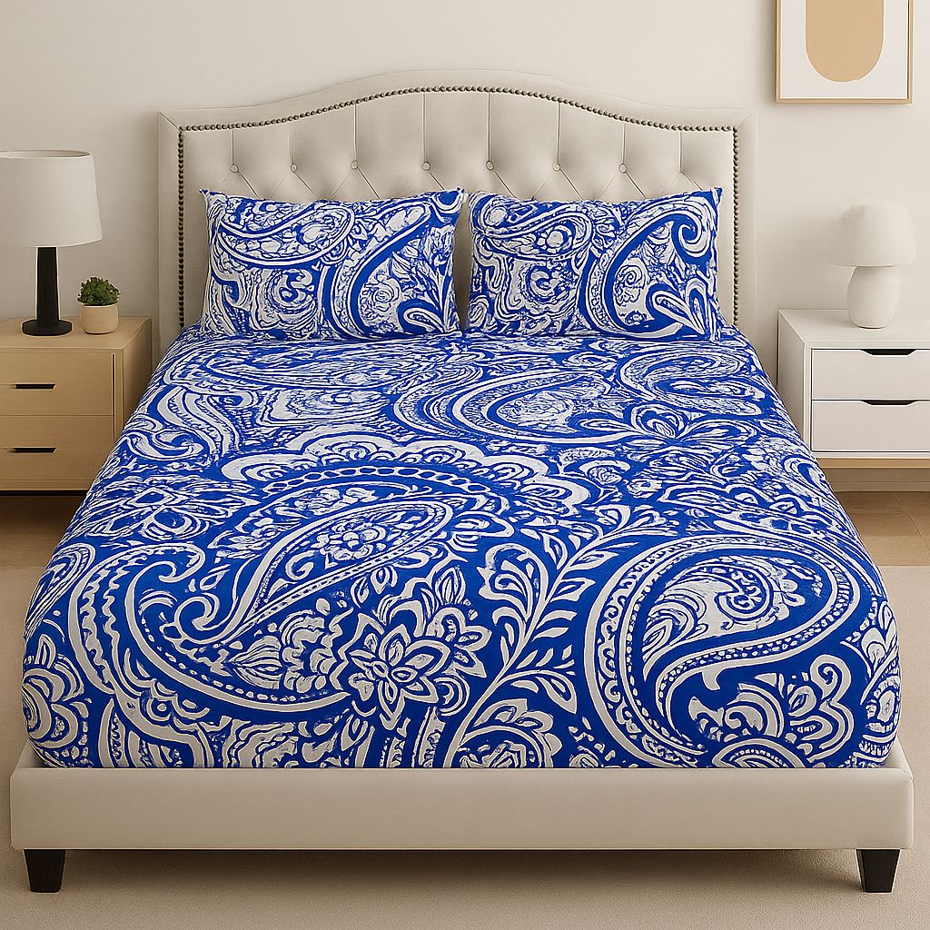 Blue Whim Cotton Bed Sheet