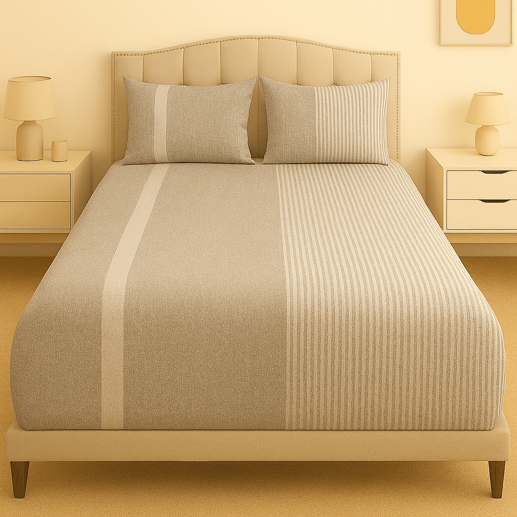 Cocoa Stride Cotton Satin Bed Sheet