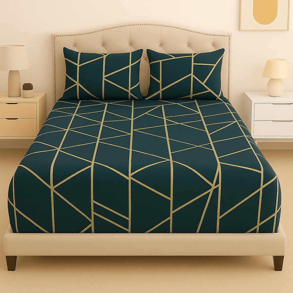 Emerald Lines Cotton Bed Sheet