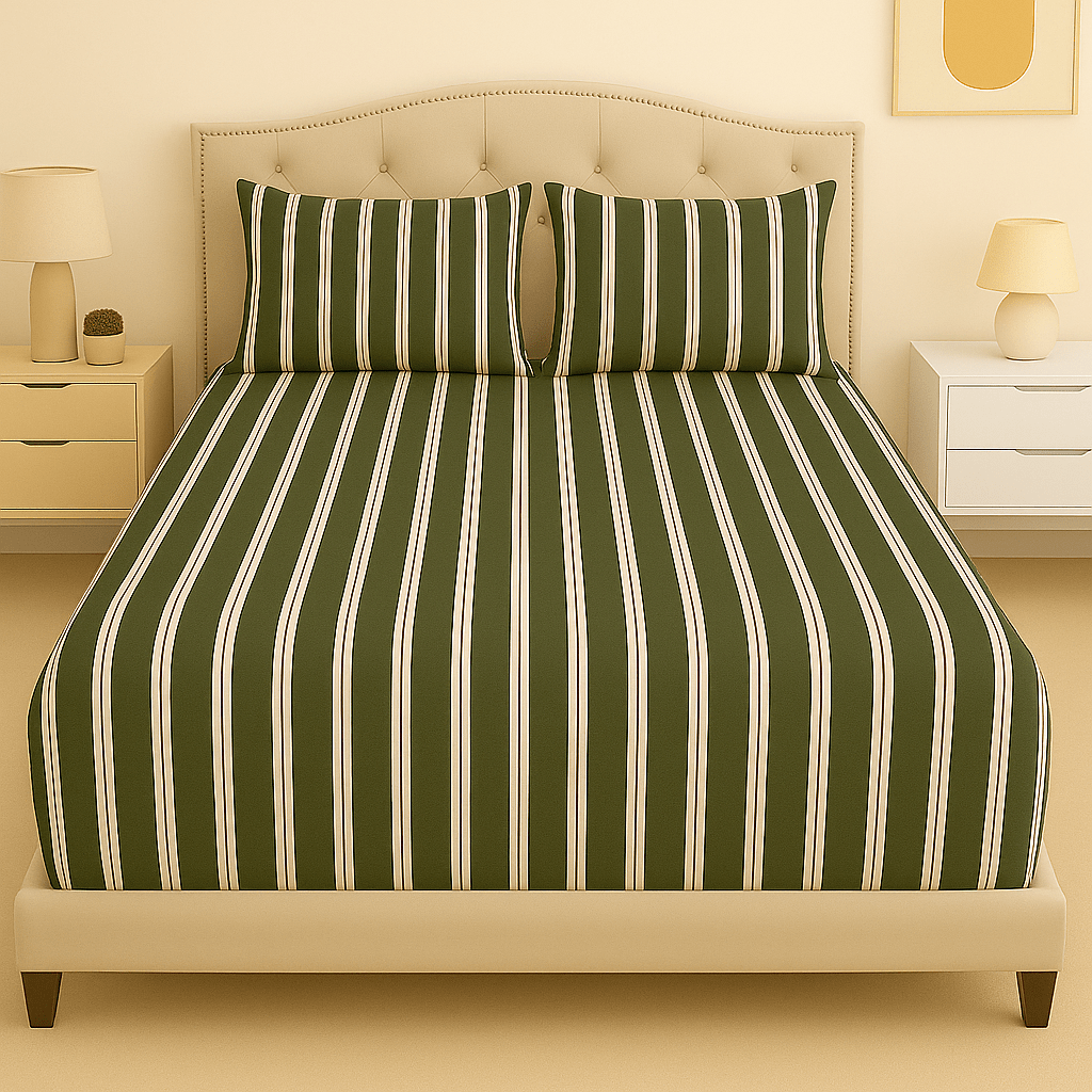 Forest Stripe Luxe Cotton Percale Bed Sheet