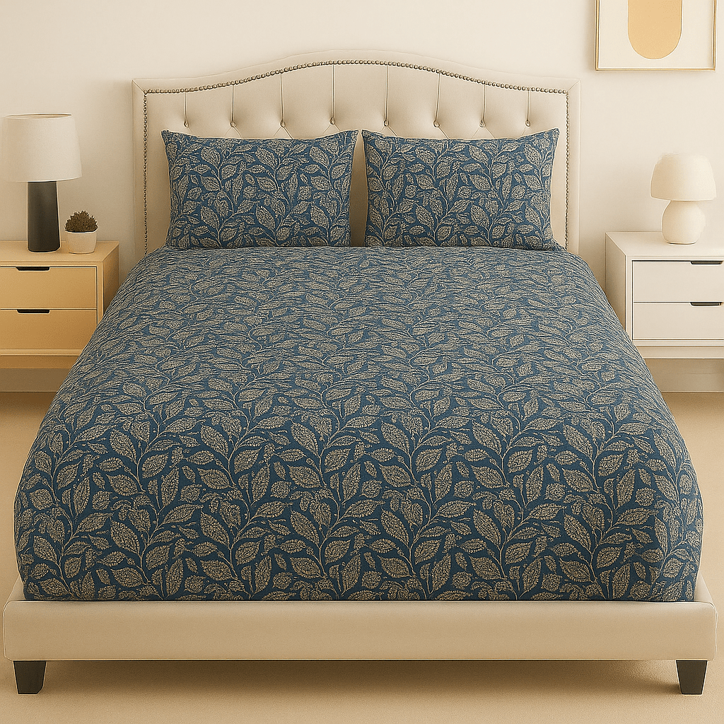 Indigo Vine Cotton Bed Sheet