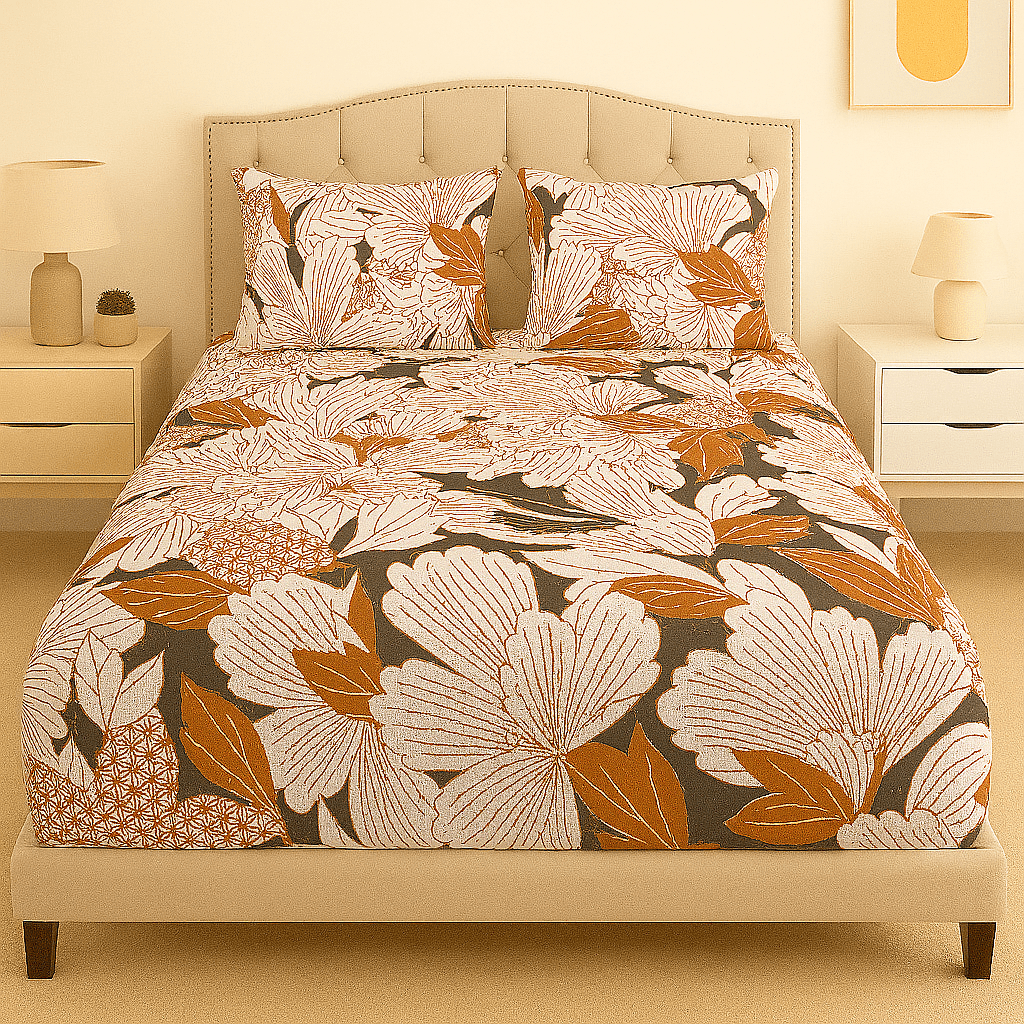 Midnight Petals Cotton Bed Sheet