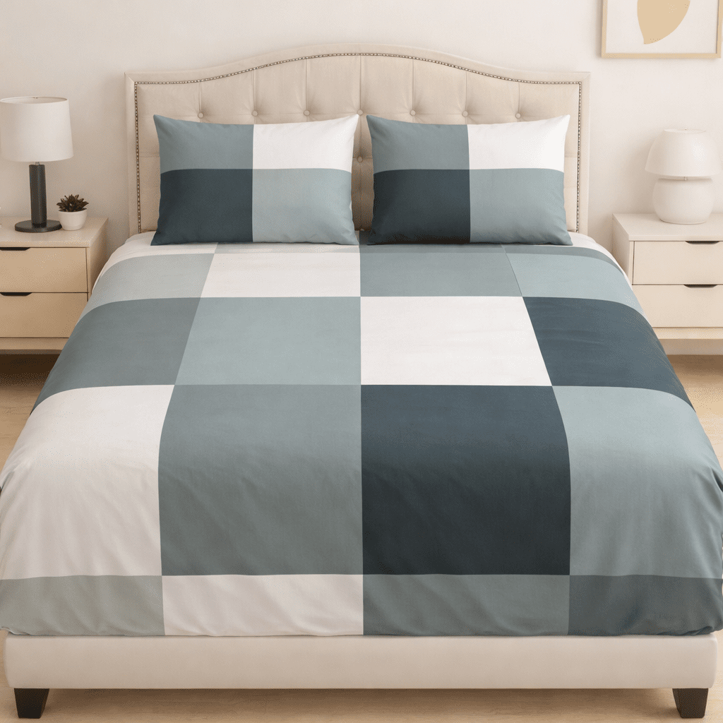 Nordic Grid Cotton Bed Sheet