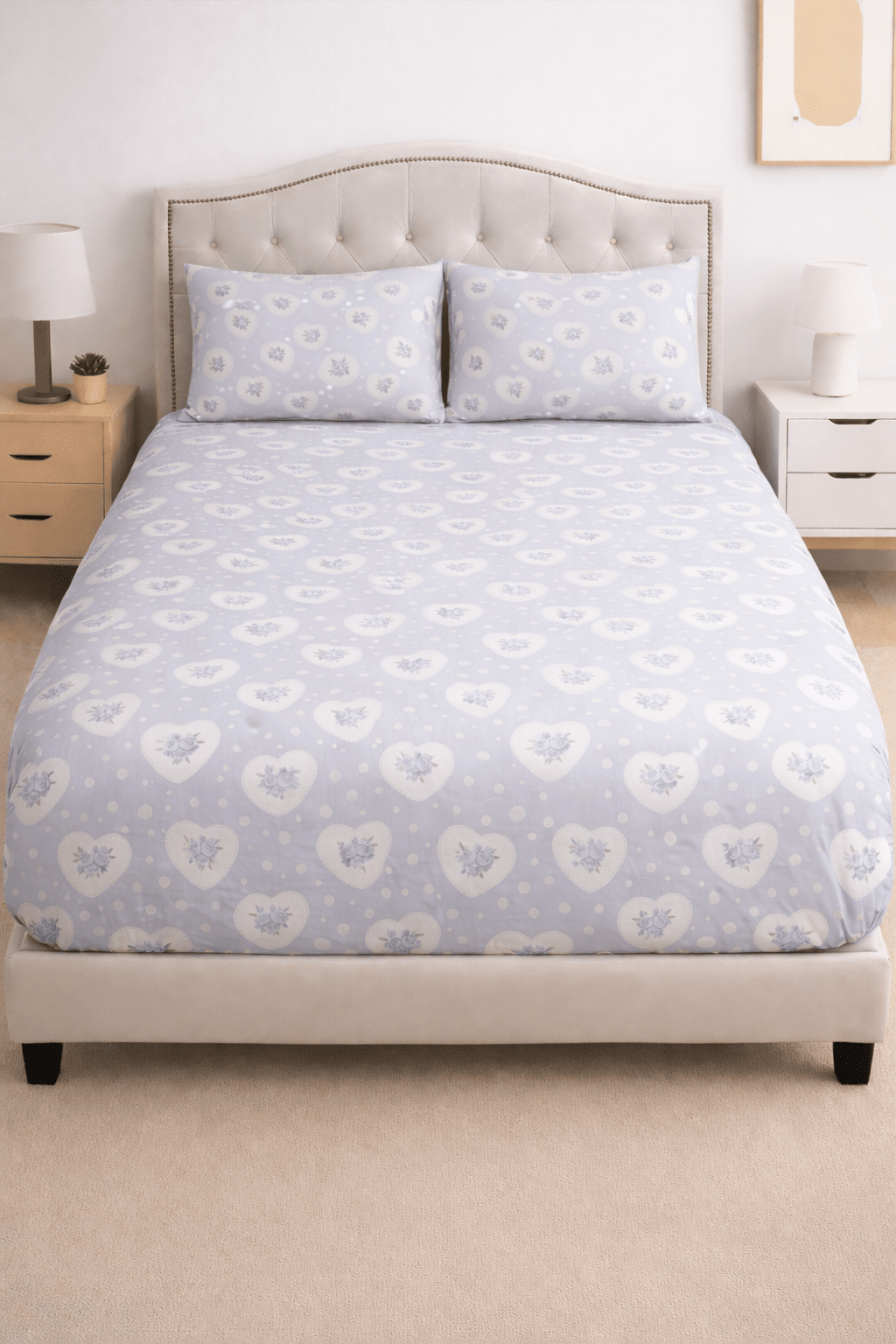 Powdered Hearts Cotton Percale Bed Sheet