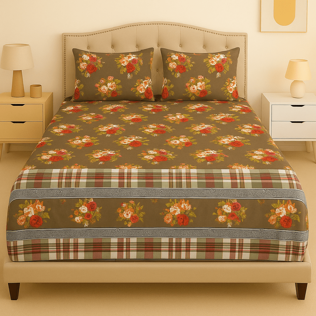 Rustic Bloom Cotton Bed Sheet