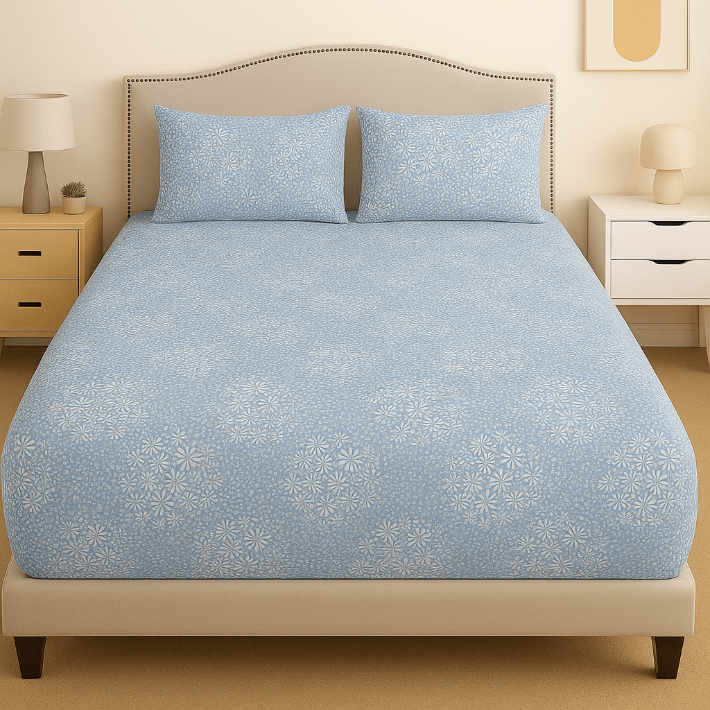 Sky Daisy Cotton Bed Sheet