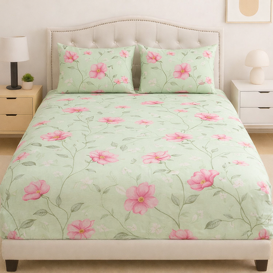 Petal Veil Cotton Satin Bed Sheet