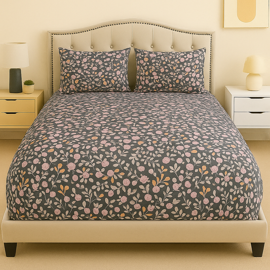 Twilight Bloom Cotton Bed Sheet