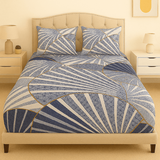 Azure Echo Cotton Bed Sheet