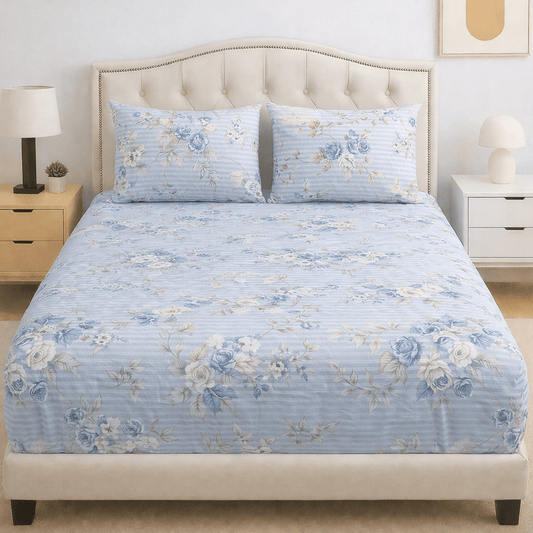 Blue Whisper Cotton Percale Bed Sheet