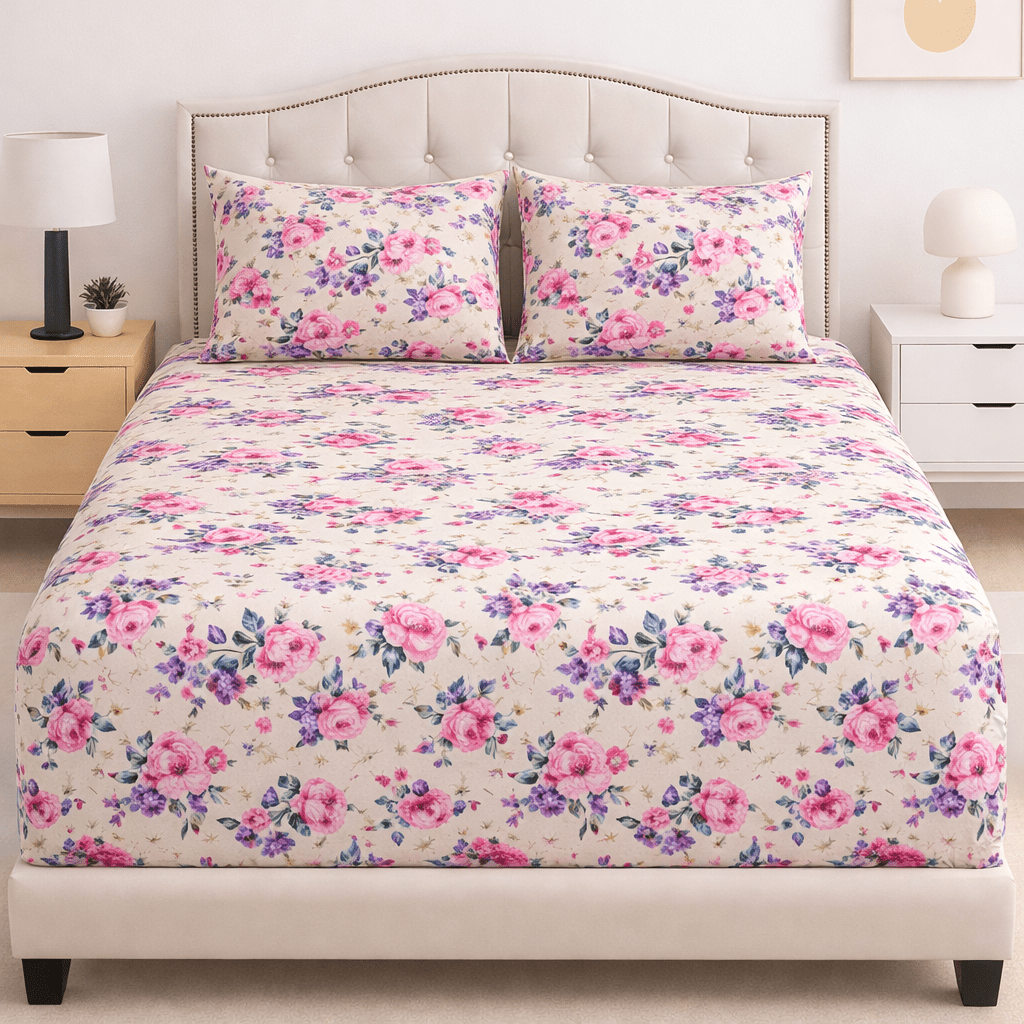 Blush Garden Cotton Bed Sheet