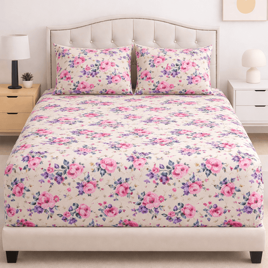 Blush Garden Cotton Bed Sheet