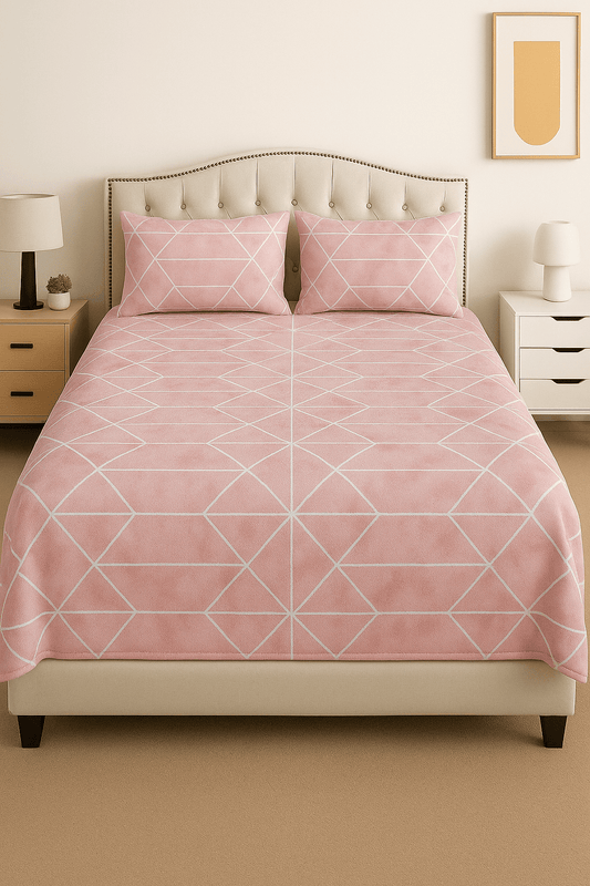 Blush Geometry Cotton Bed Sheet