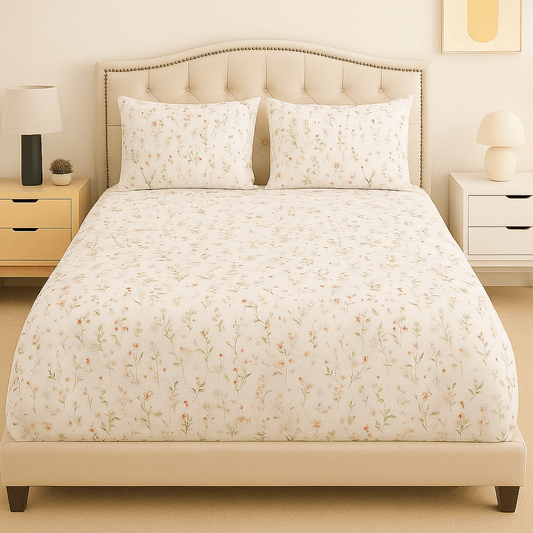 Blush Meadow Cotton Bed Sheet