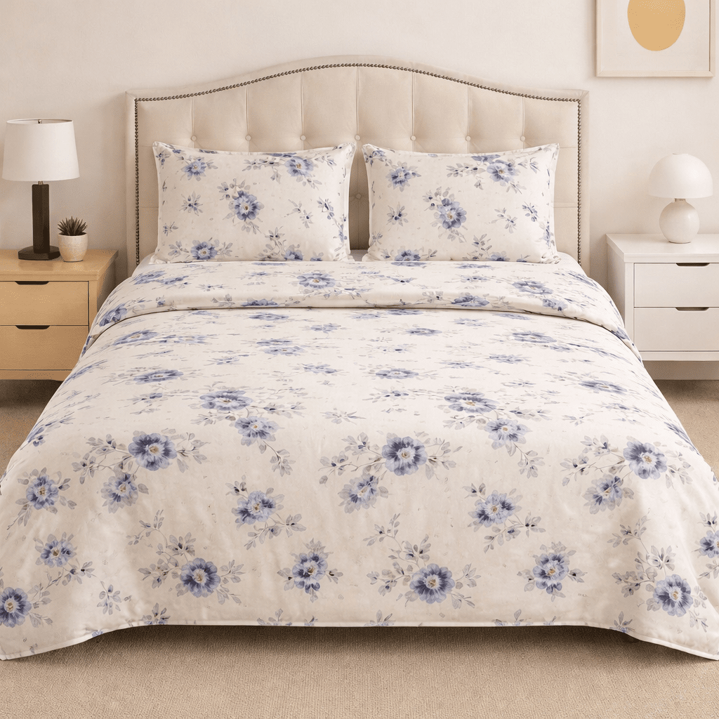 Calm Bloom Cotton Bed Sheet