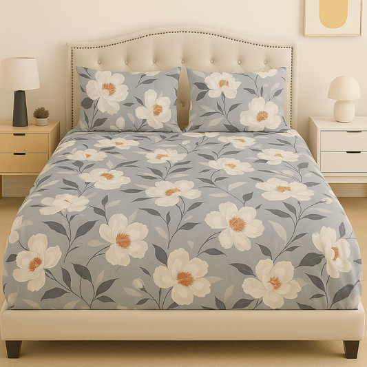 Dawn Blossom Cotton Satin Bed Sheet