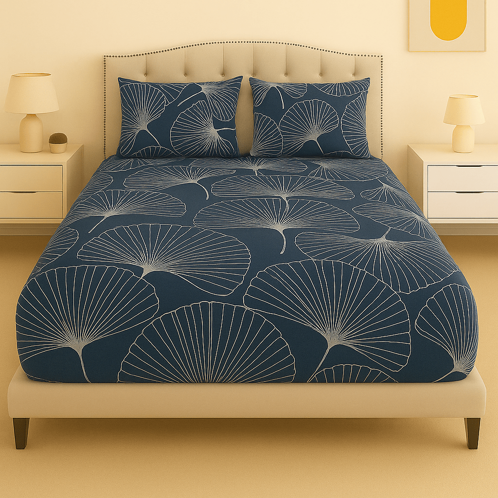 Frosted Indigo Cotton Bed Sheet