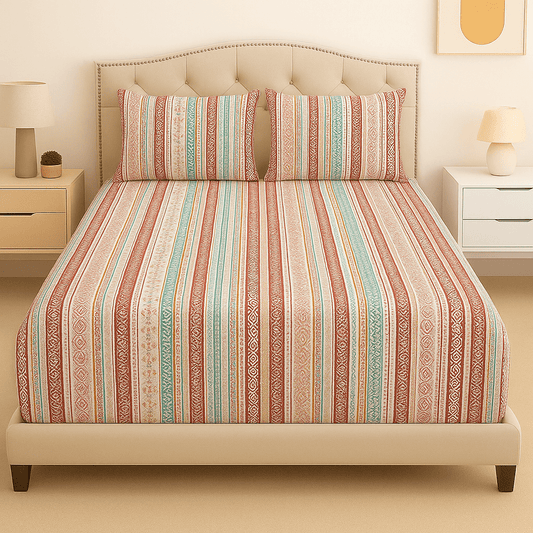 Heritage Stripes Cotton Bed Sheet