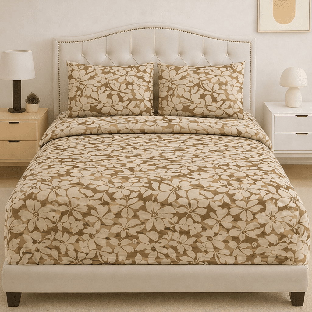 Honey Beige Cotton Bed Sheet