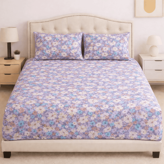 Lavender Meadow Cotton Bed Sheet