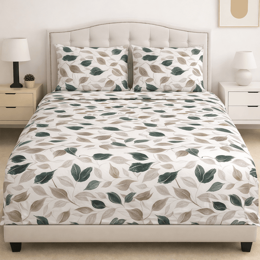 Leaf Harmony Cotton Bed Sheet