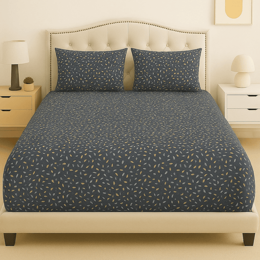 Midnight Sprout Cotton Percale Bed Sheet