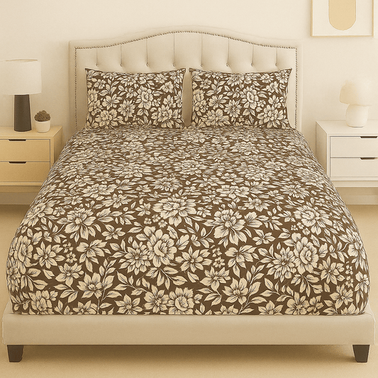 Mocha Garden Cotton  Bed Sheet