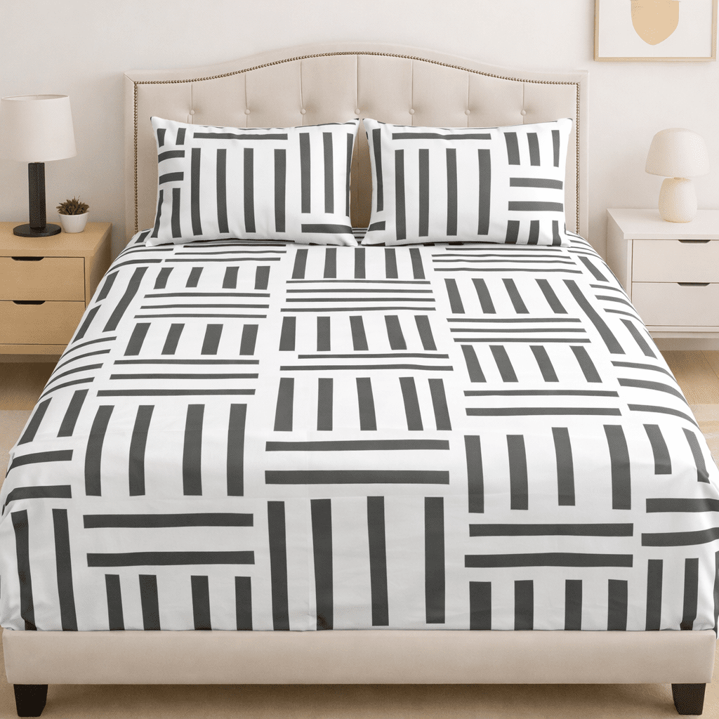 Mono Weave Cotton Satin Bed Sheet