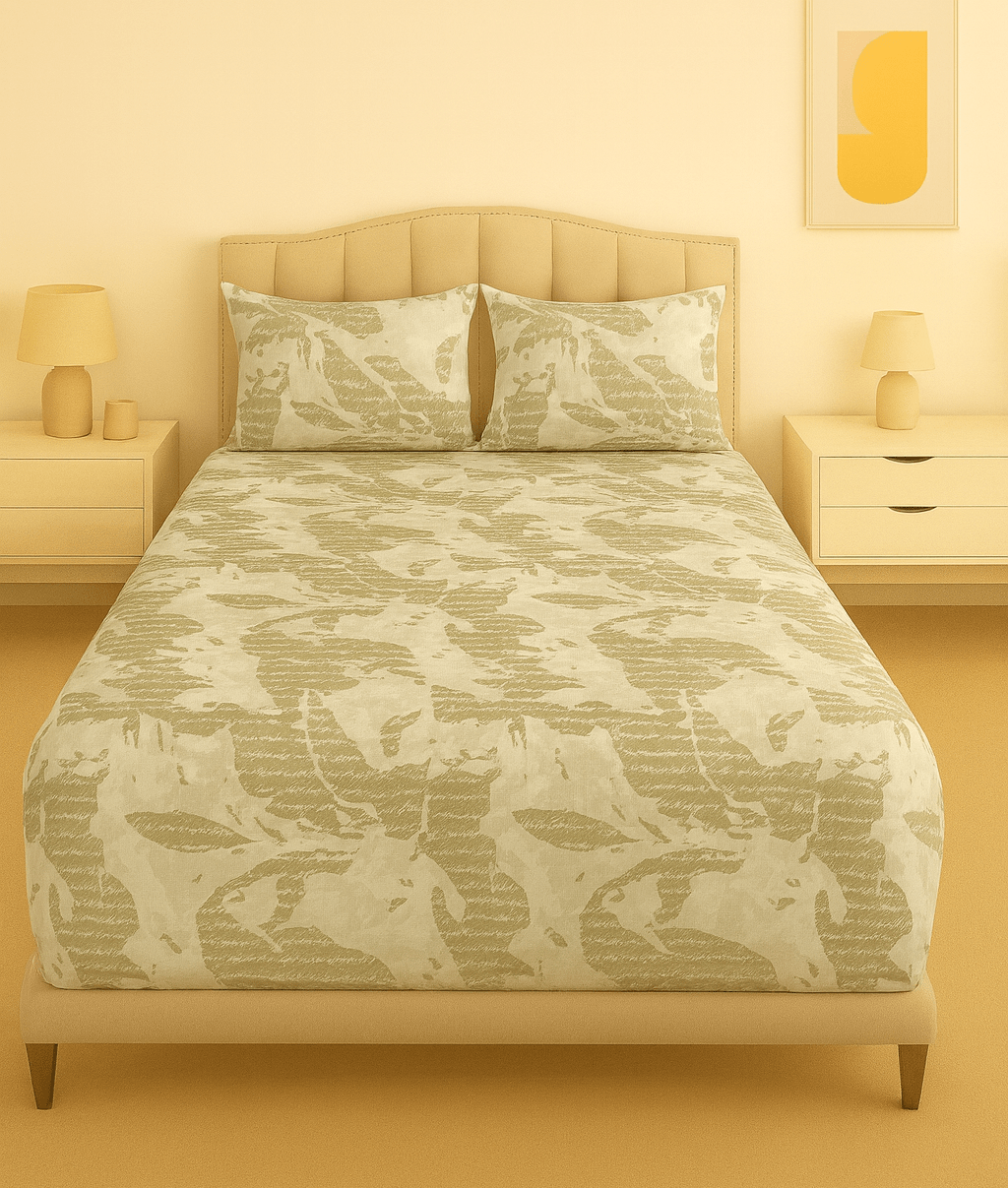 Olive Camouflage Cotton Percale Bed Sheet