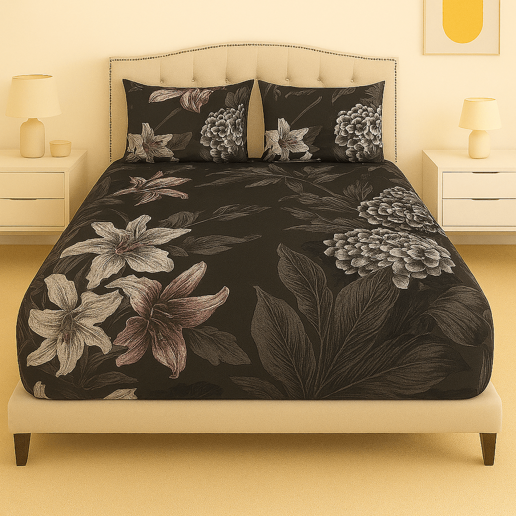 Petal Dusk Cotton Satin Bed Sheet