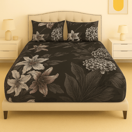 Petal Dusk Cotton Satin Bed Sheet