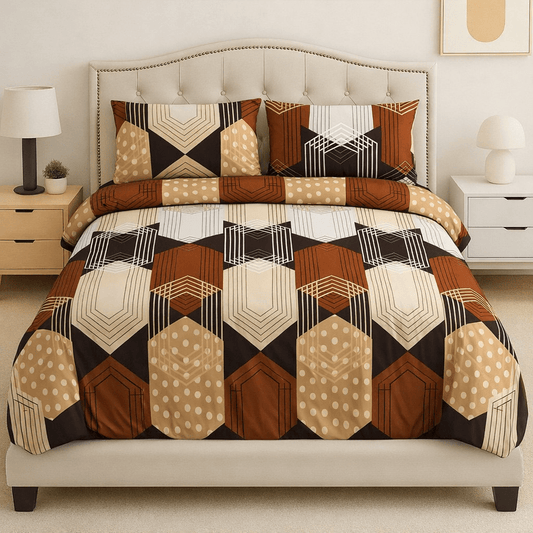 Rustic Geometry Cotton Bed Sheet