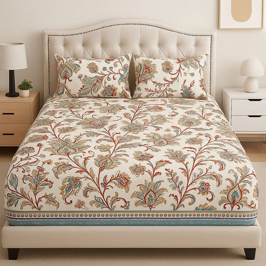 Sunlit Blossom Cotton Bed Sheet