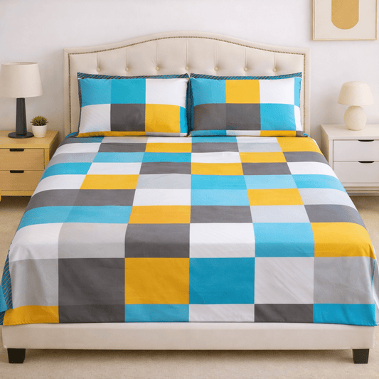 Urban Blocks Cotton Bed Sheet
