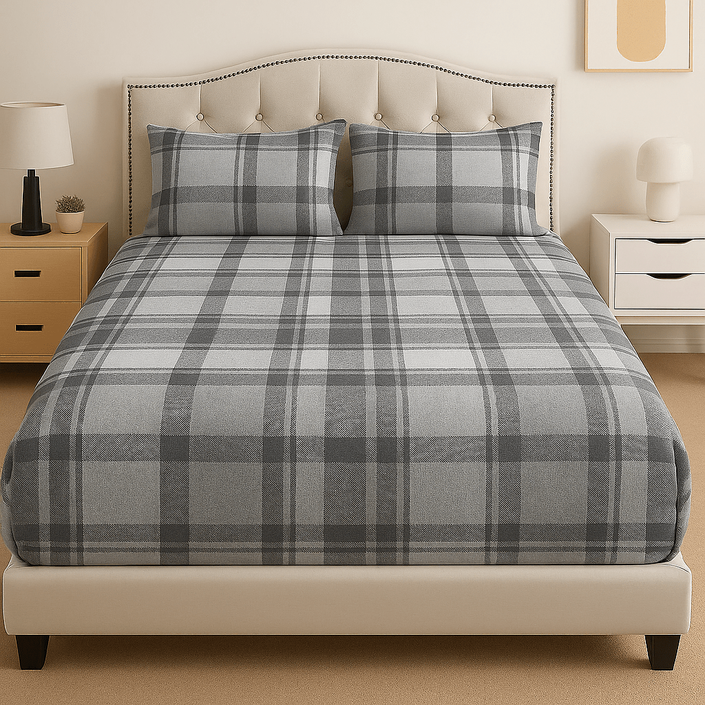 Urban Plaid Cotton Bed Sheet