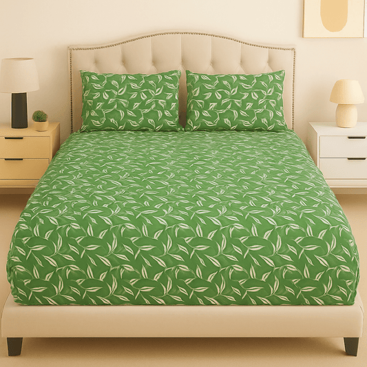 Verdant Wave Cotton Bed Sheet